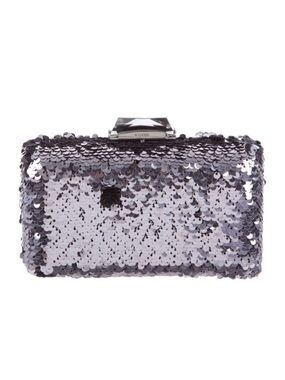 Kotur Sequin Espy Minaudiere Clutch Glitter Crossbody Y2K Silver Glam